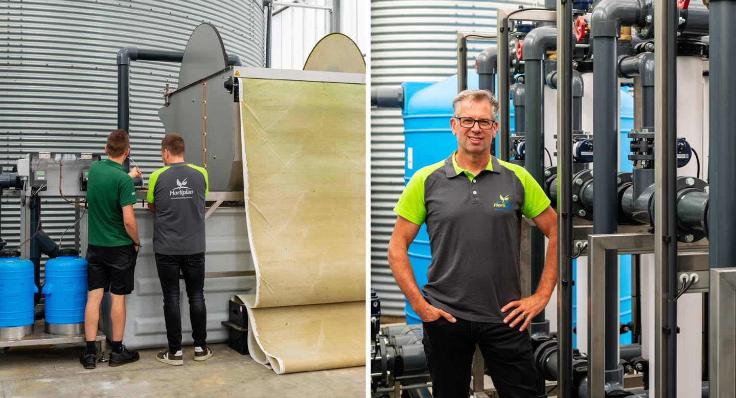 2 fotos van de papierbandfilter en Kathari ultrafiltratie