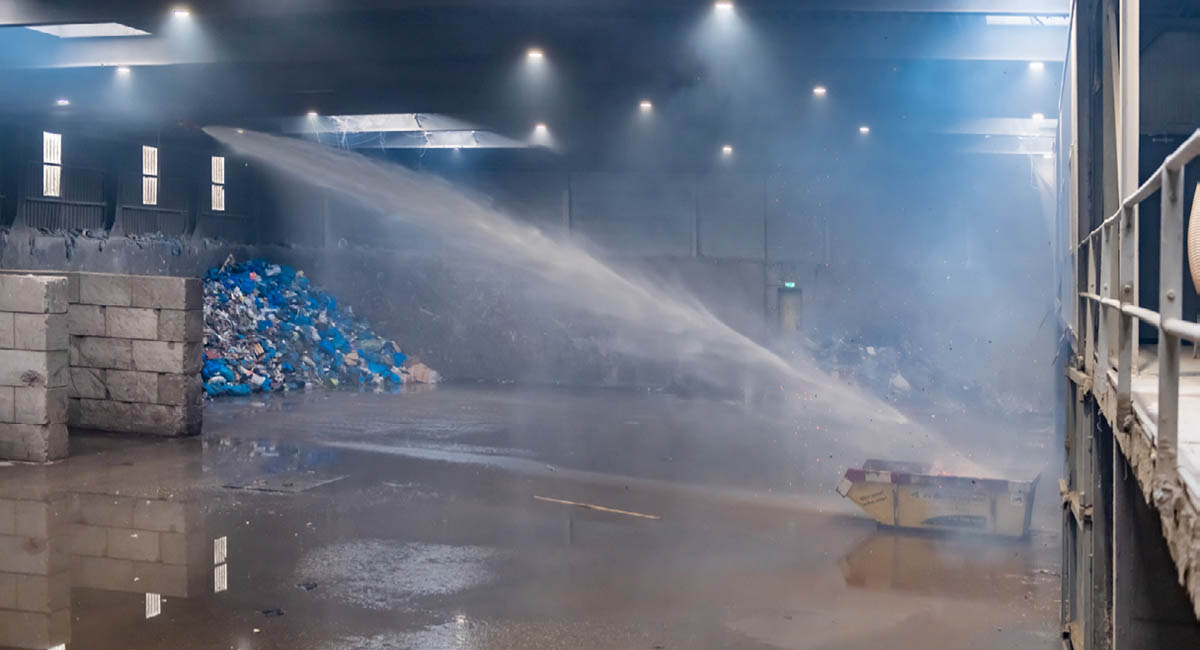 Bluskanon in werking tijdens test bij Renewi Vlaardingen