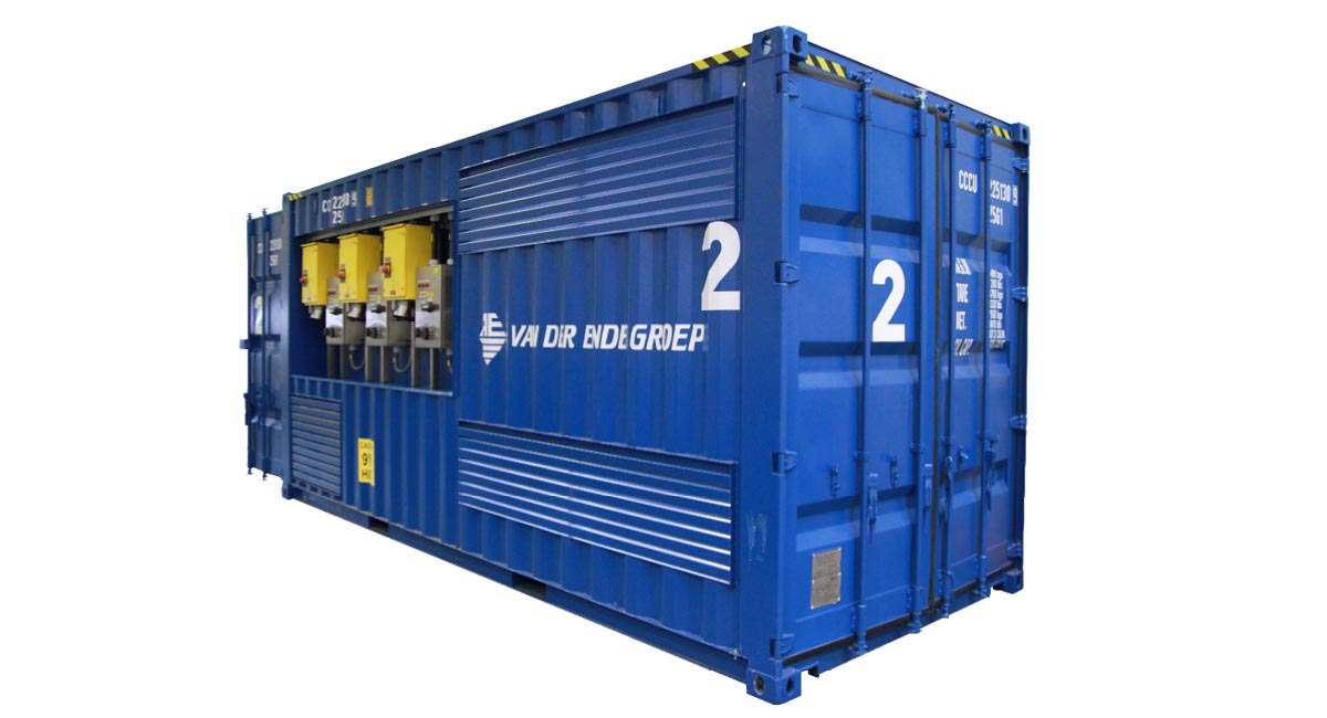 Zeecontainer met Van der Ende Group logo erop uniek gebouwd voor project