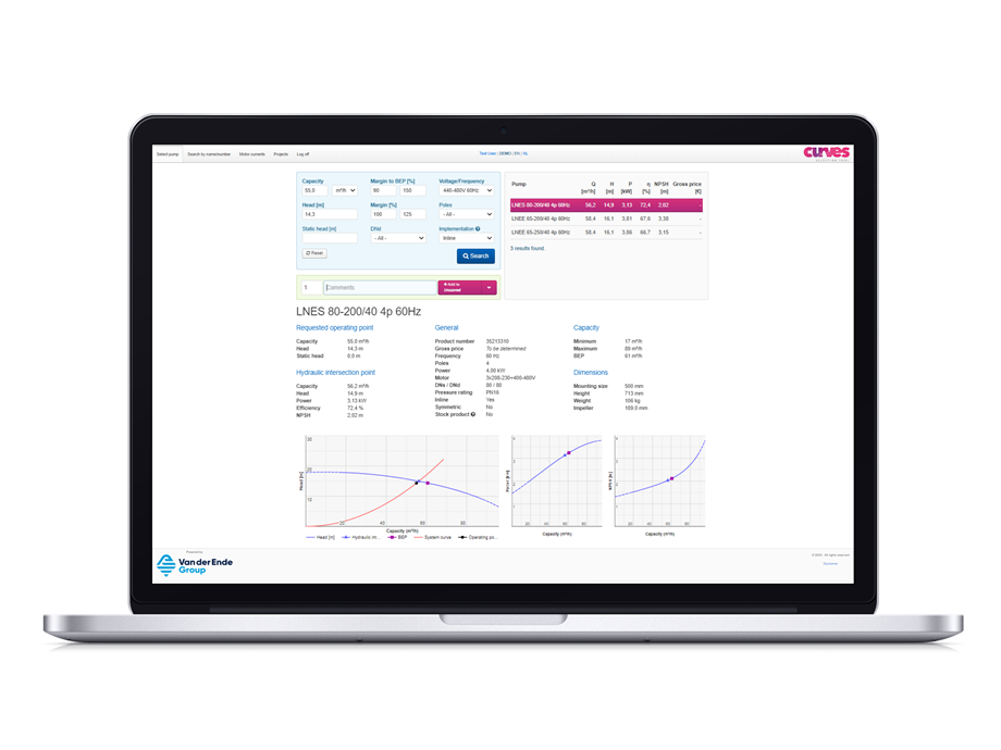 Curves selectietool | Kies en bestel de juiste waterpomp 