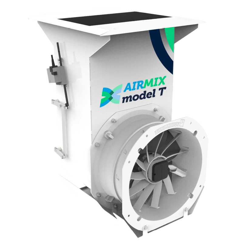 Airmix model T voor gestuurd ventilatie/circulatiesystem met gesloten schermdoek