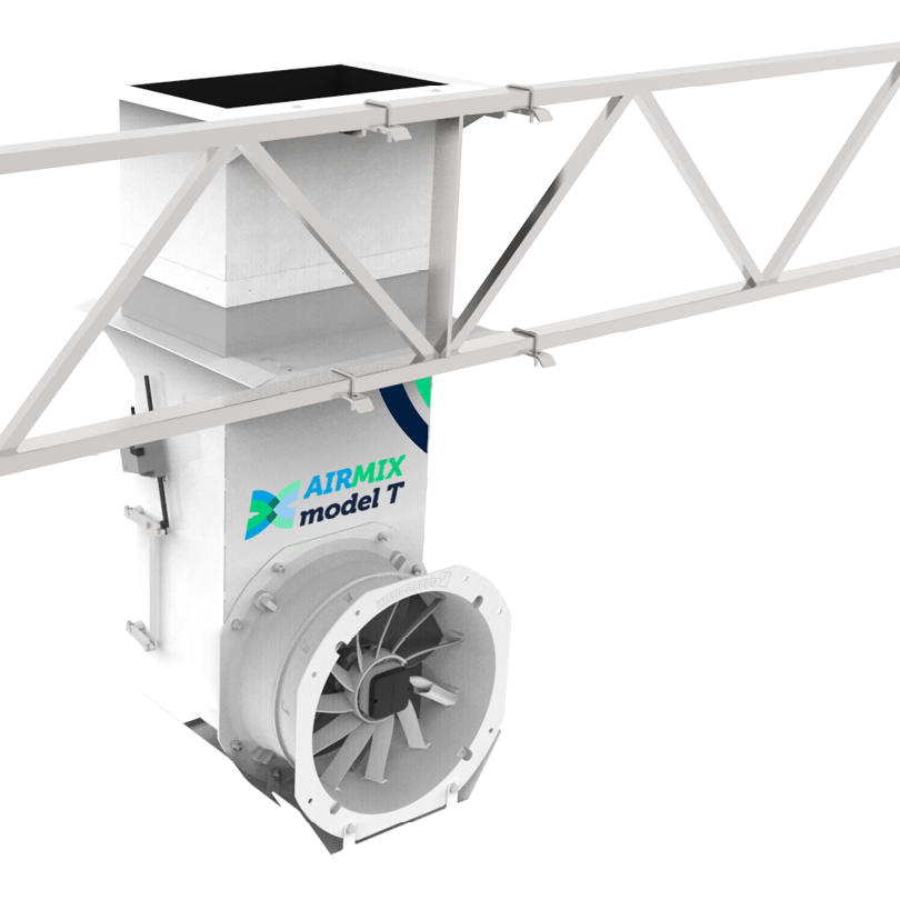 3D render van airmix model t aan vangrail