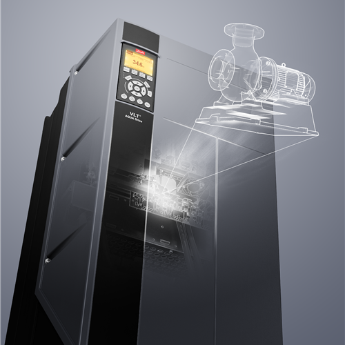 Danfoss VLT® AQUA Drive FC 202 productfoto inclusief bedieningsscherm