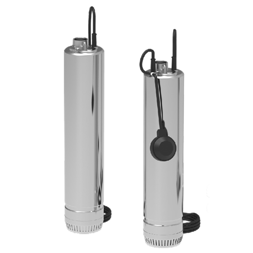 2 Lowara SCUBA bronpompen van 5" van rvs 304 inclusief vlotter