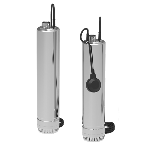 2 Lowara SCUBA bronpompen van 5" van rvs 304 inclusief vlotter