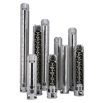 Lowara Z6-ZN6 6" bronpomp meerdere opengewerkte modellen naast elkaar