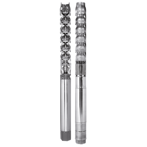 2 Lowara Z8- ZR8 bronpompen opengewerkt gemaakt van roestvast gietstaal