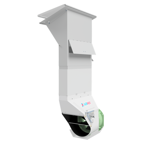 Airmix model X om kaslucht met gesloten luchtramen en schermdoek te ventileren