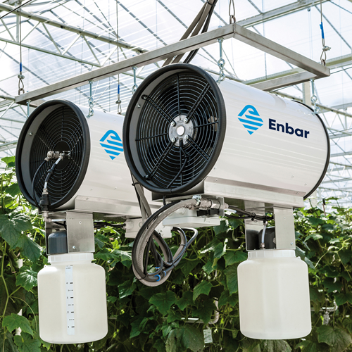 Enbar geïnstalleerd in een kas voor het toedienen van gewasbeschermingsmiddelen