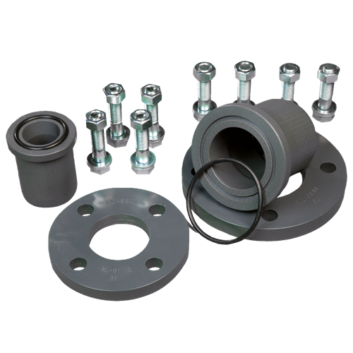 Afsluitflenzen van PVC inclusief bouten, moeren en o-ring