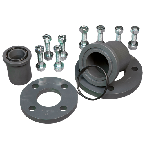 Afsluitflenzen van PVC inclusief bouten, moeren en o-ring