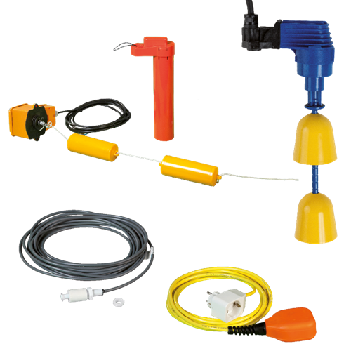 Niveauschakelaar en vlotter voor het in en uit schakelen van de pomp bij een waterniveau