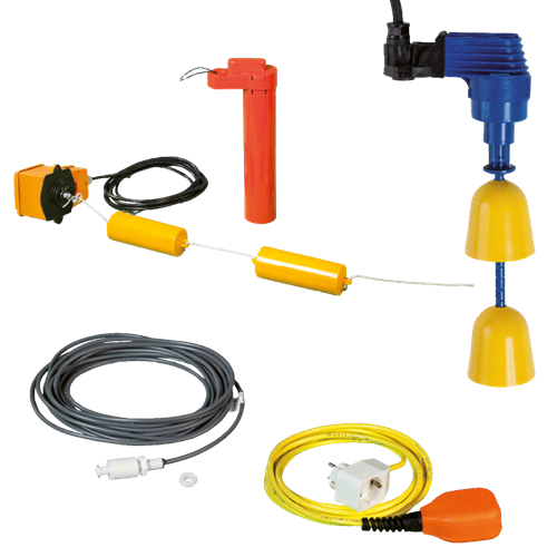 Niveauschakelaar en vlotter voor het in en uit schakelen van de pomp bij een waterniveau