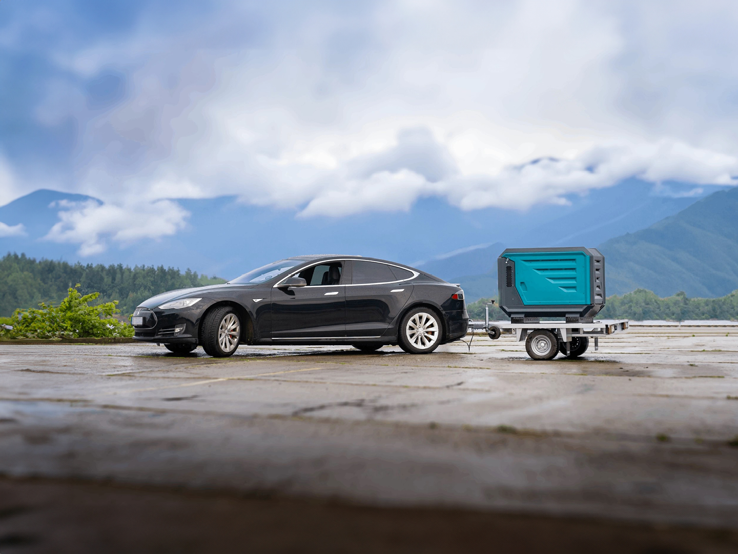 Aeonpump Raptor 4" L litiuhm gedreven mobiele pompset vervoerd op trailer